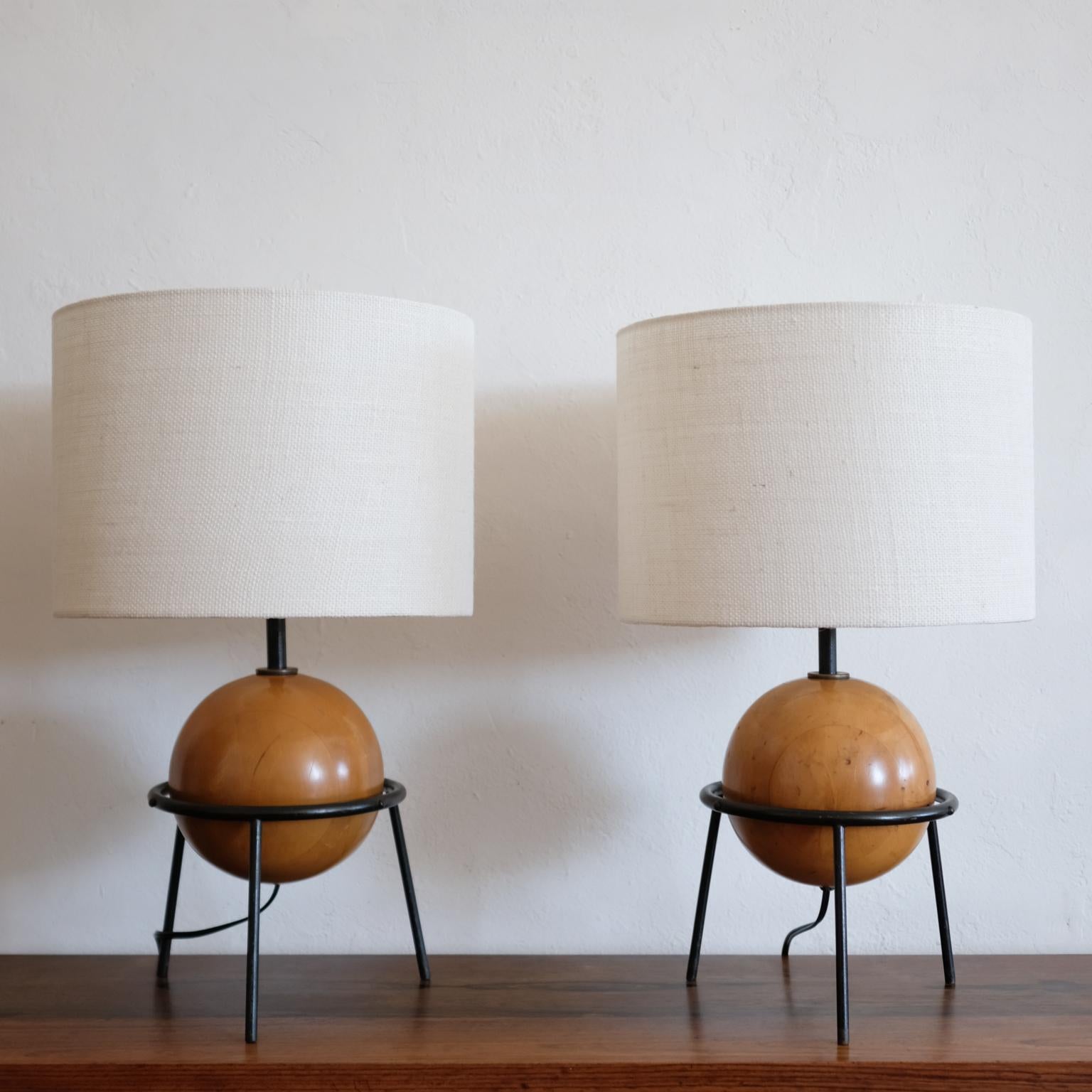 A pair of lamps by California designer, Albert Blake. Like many designers of the period, he moved from the Midwest to California after serving in the Army during WWII. He worked as a scene designer, then moved into full-time furniture design and