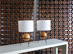 California Modern Iron and Wood Lamps by Albert Blake