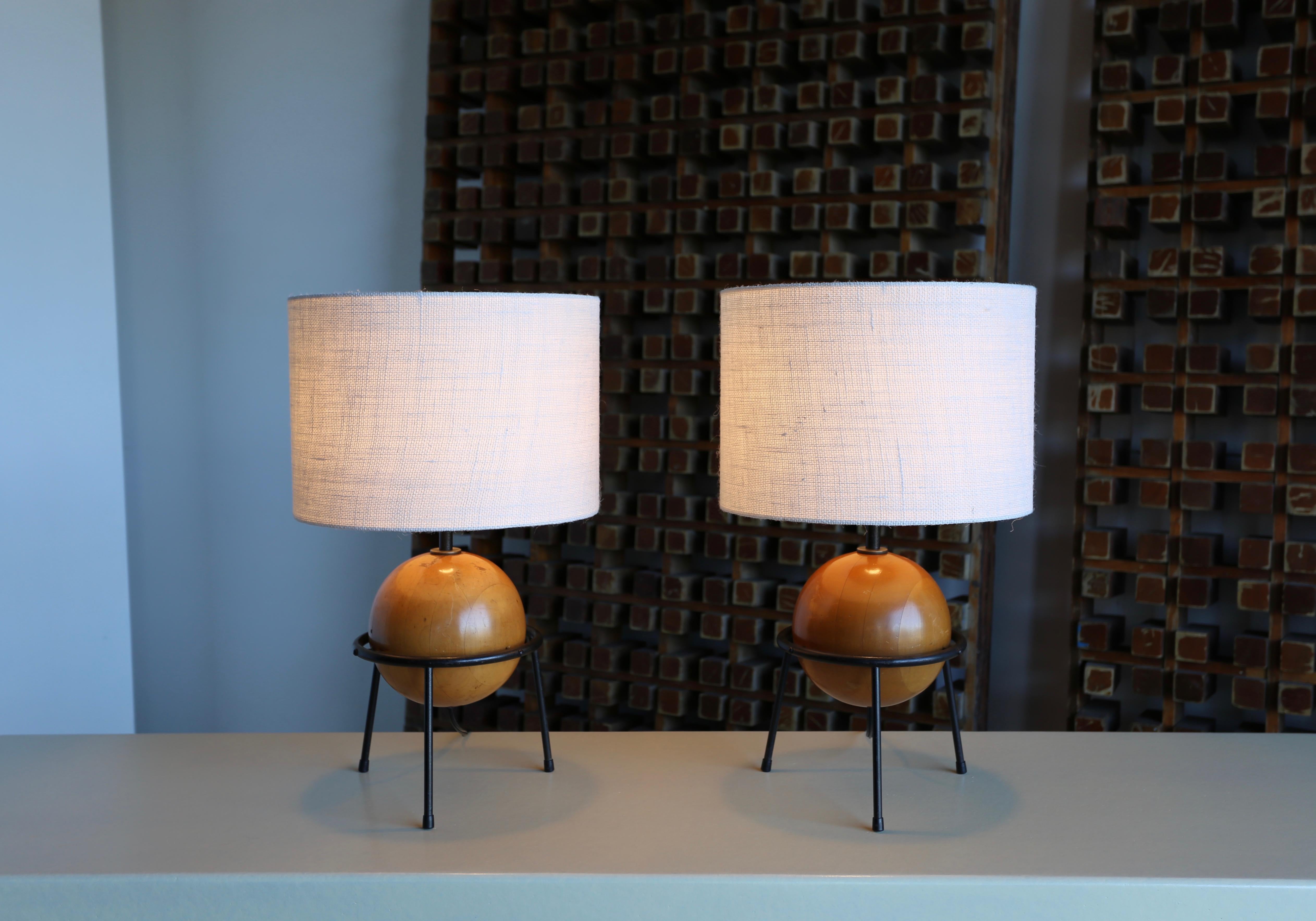 California Modern Iron and Wood Lamps by Albert Blake 2