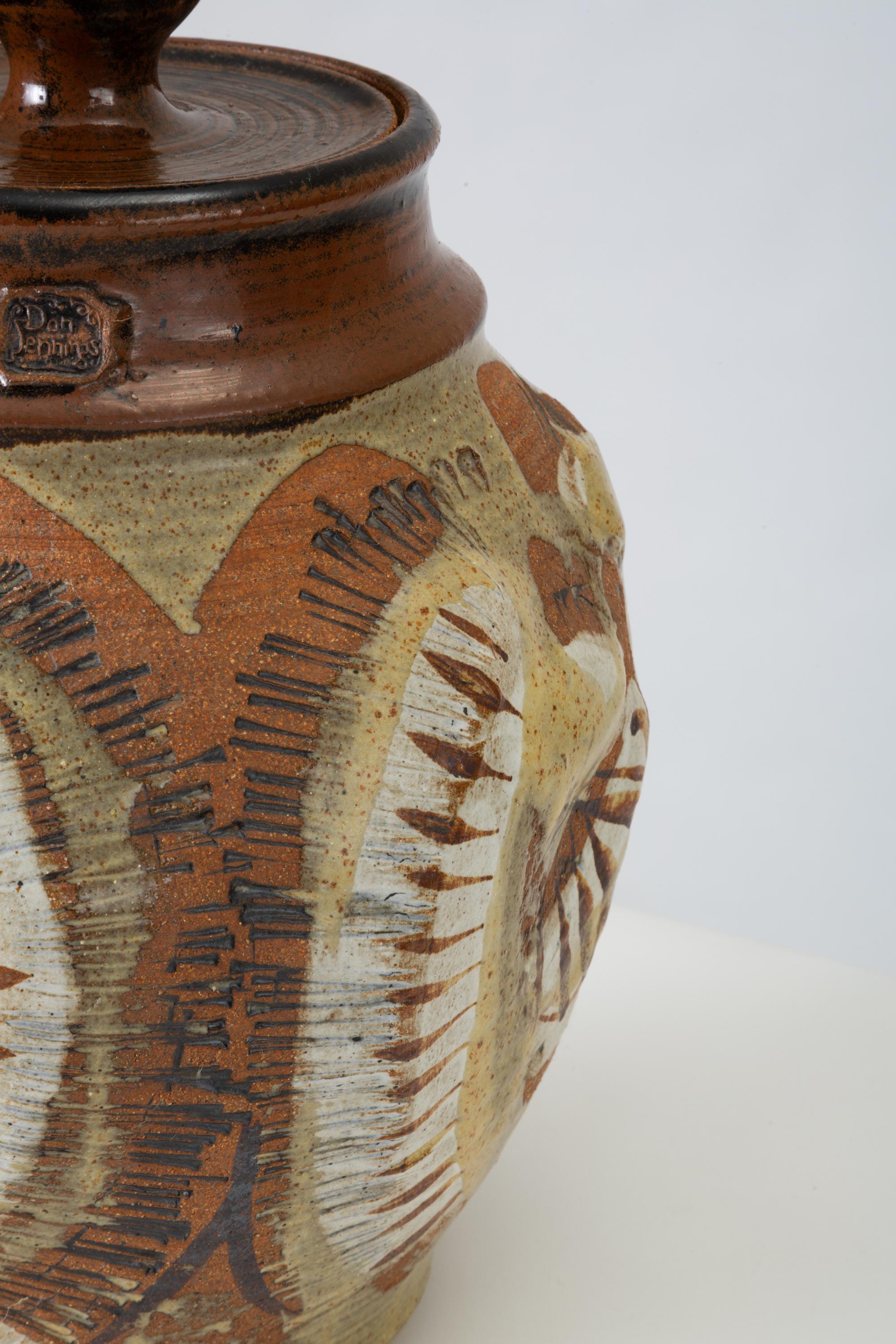 California Modern Large Studio Pottery Jar with Lid by Don Jennings 2