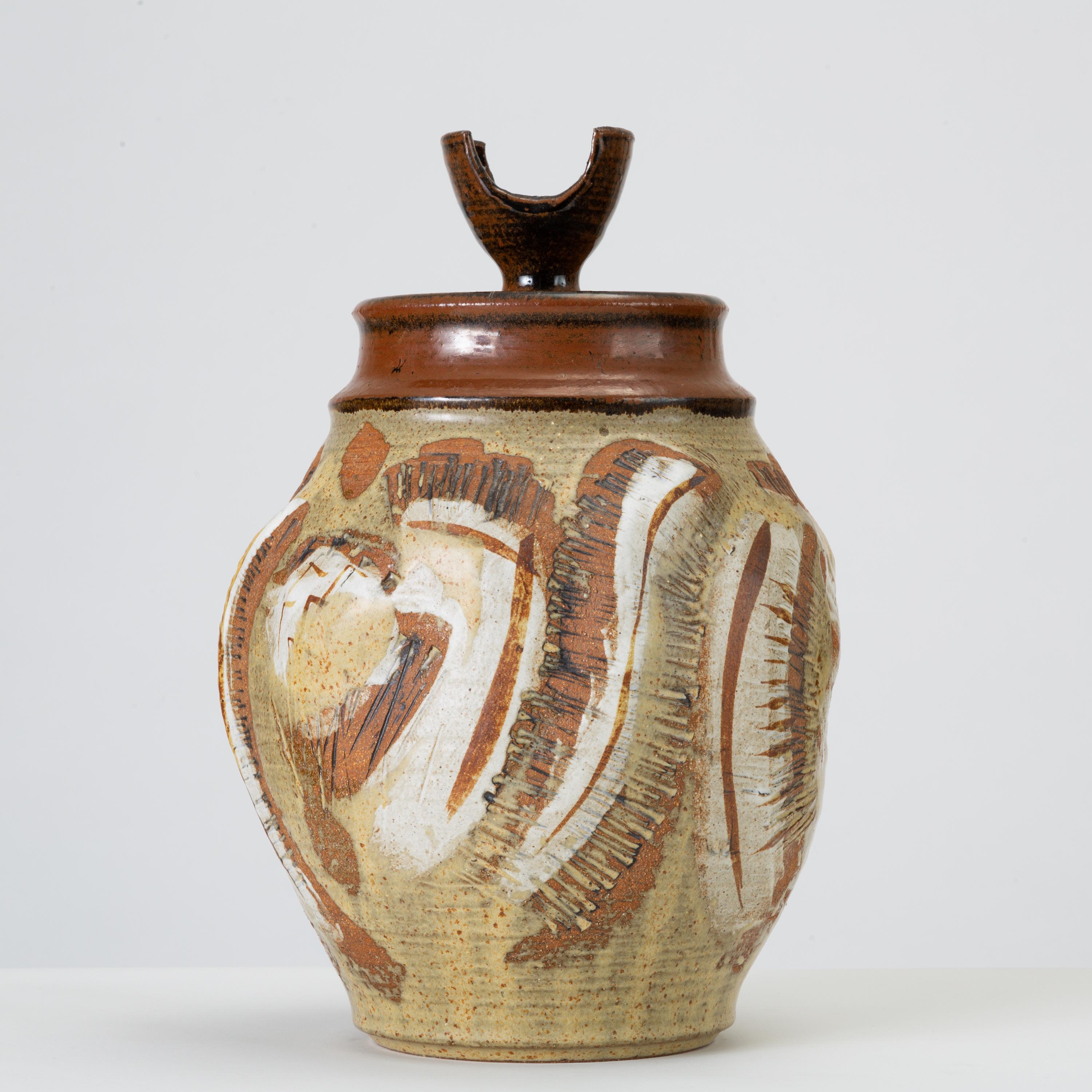 American California Modern Large Studio Pottery Jar with Lid by Don Jennings