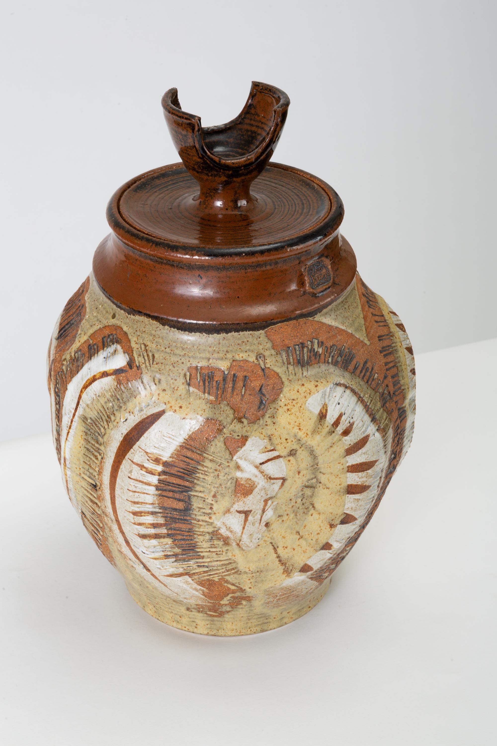 California Modern Large Studio Pottery Jar with Lid by Don Jennings In Good Condition In Los Angeles, CA