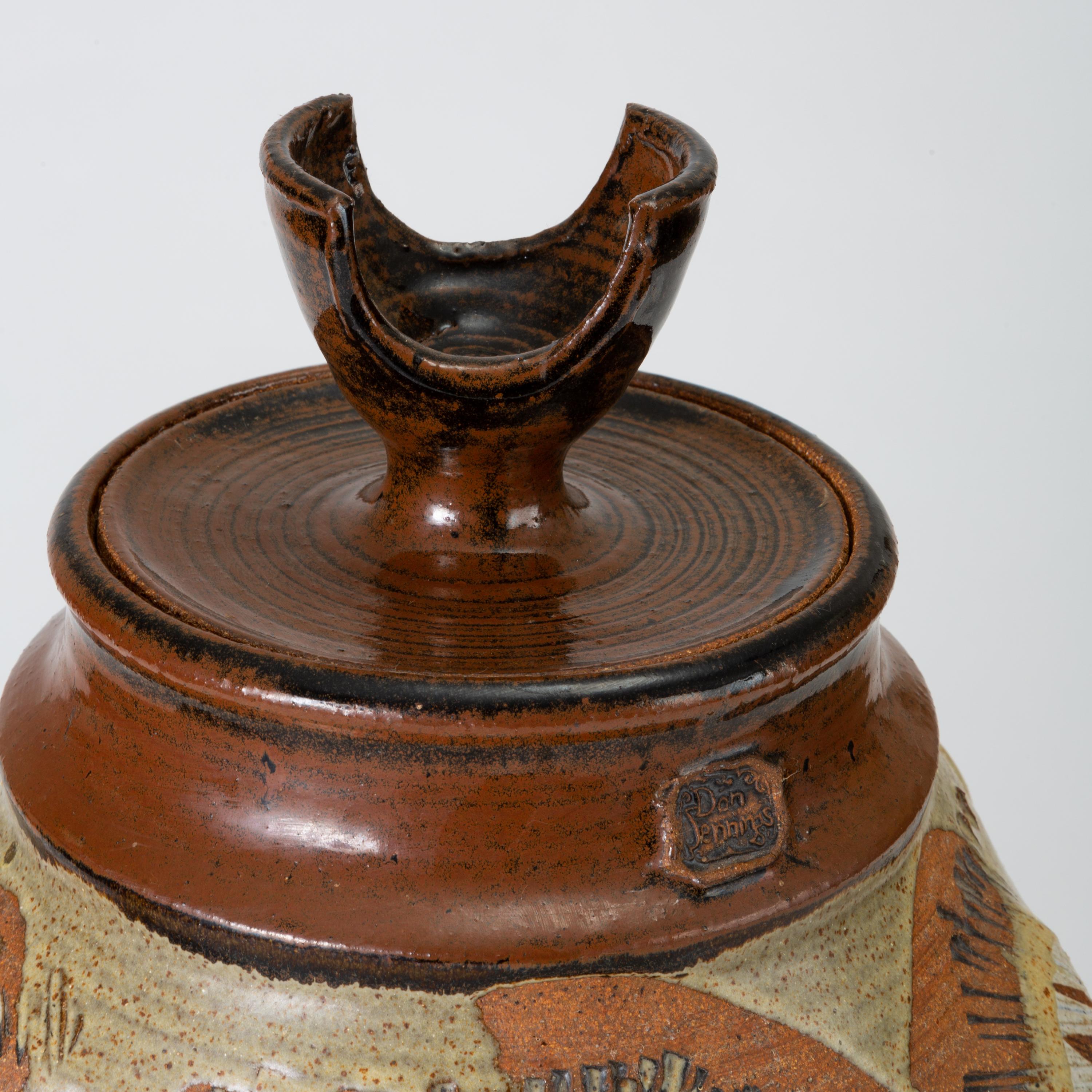 California Modern Large Studio Pottery Jar with Lid by Don Jennings 1