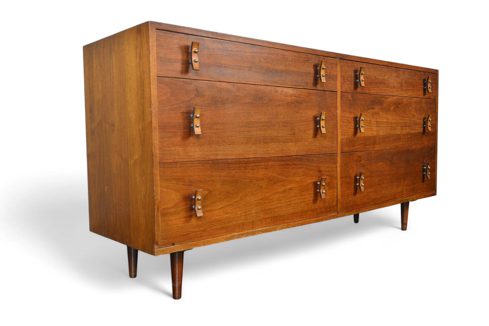 California Modern Mid Century Six Drawer Dresser By Stanley Young In Good Condition For Sale In Berkeley, CA