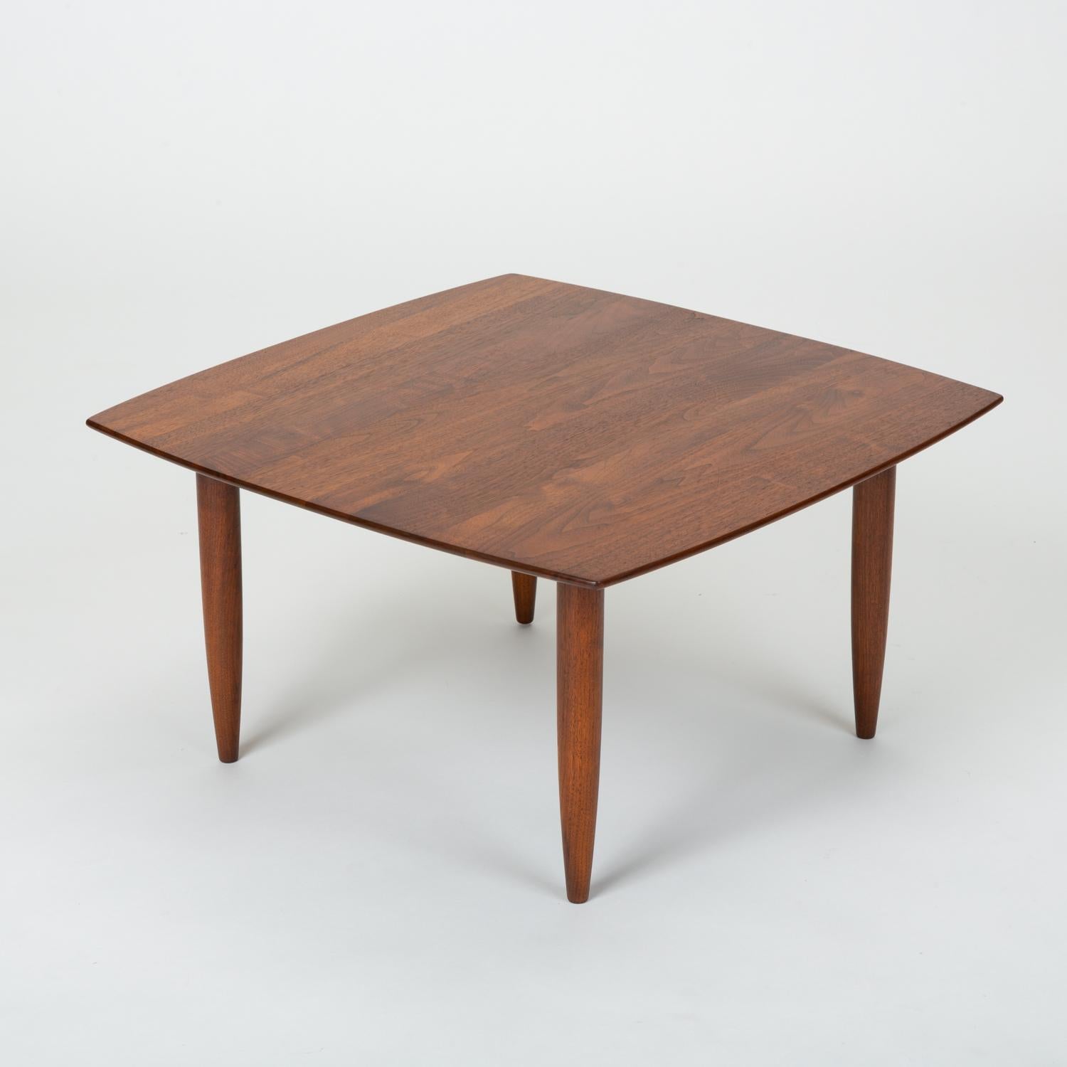 Walnut California Modern “Prelude” Square Coffee Table by Ace-Hi