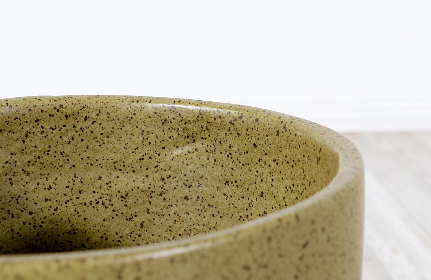California Modern Pro Artisan Olive Green Stoneware Planter by David Cressey For Sale 1