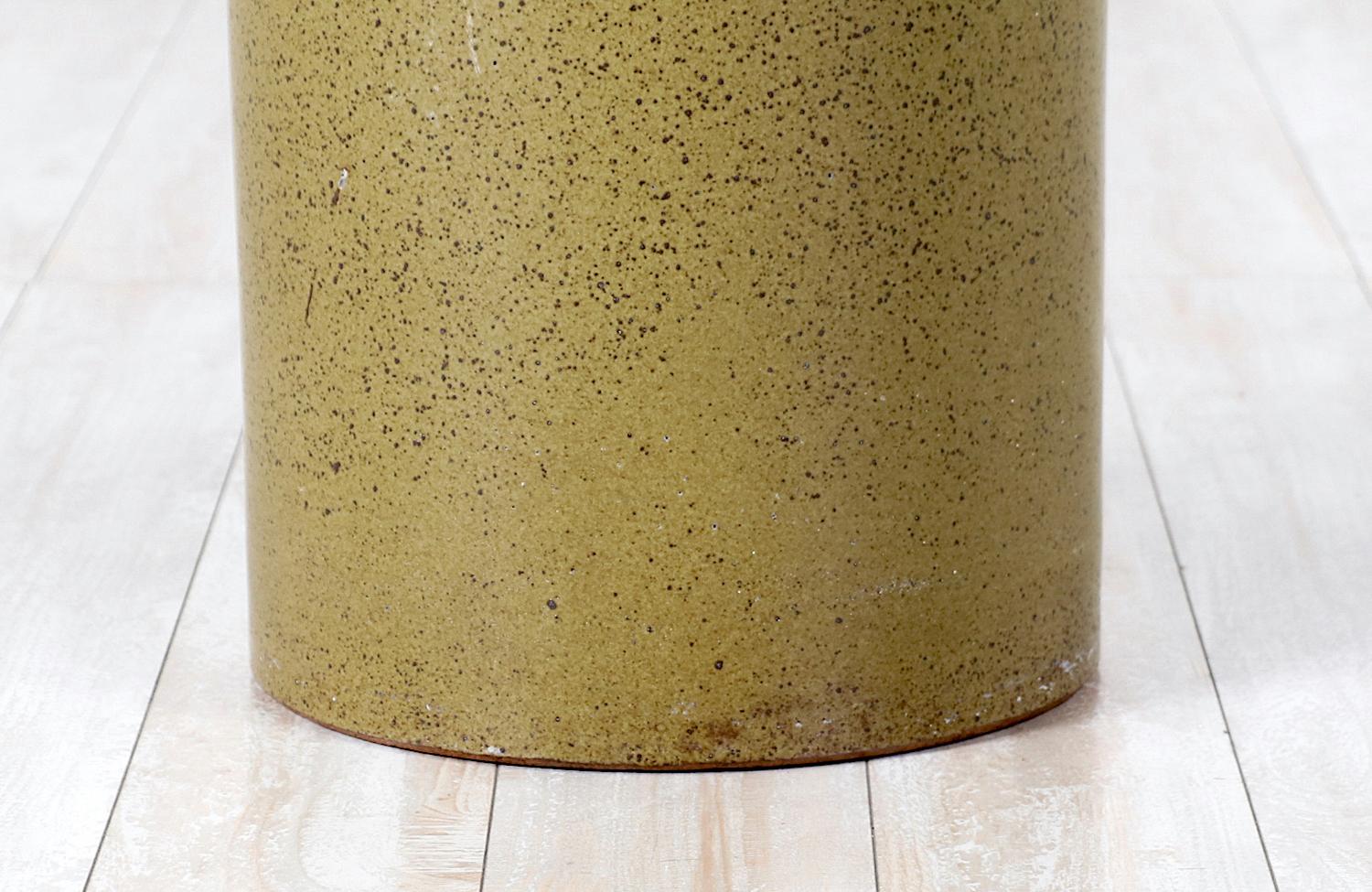 California Modern Pro Artisan Olive Green Stoneware Planter by David Cressey For Sale 2