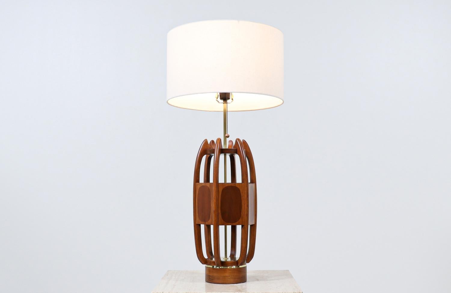 Mid-Century Modern California Modern Sculpted Table Lamp with Inlaid Wood by Modeline of CA