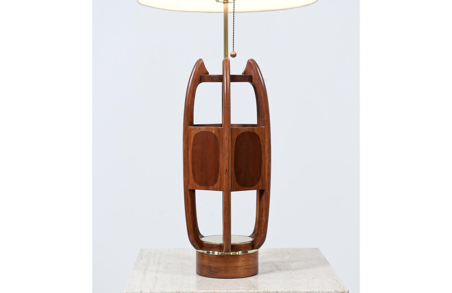 California Modern Sculpted Table Lamp with Inlaid Wood by Modeline of CA 1