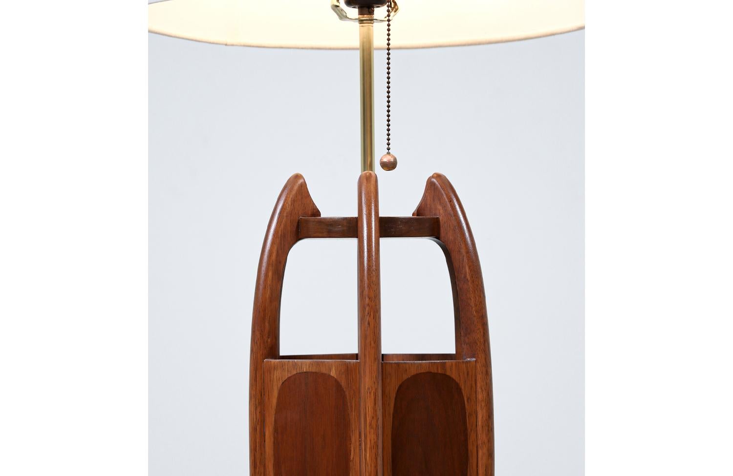 California Modern Sculpted Table Lamp with Inlaid Wood by Modeline of CA 2