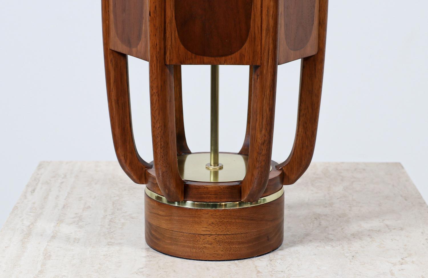 California Modern Sculpted Table Lamp with Inlaid Wood by Modeline of CA 3