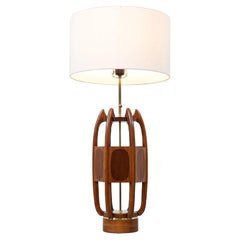 California Modern Sculpted Table Lamp with Inlaid Wood by Modeline of CA