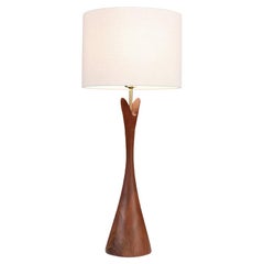 California Modern Sculpted Walnut Table Lamp by Modernera Co.