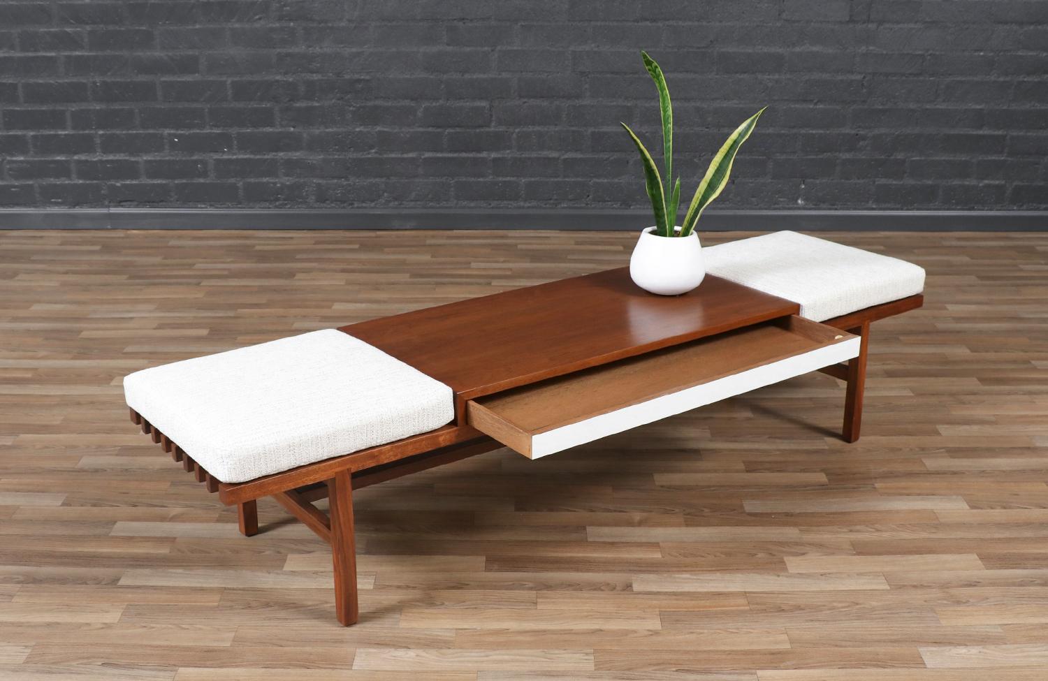 Mid-Century Modern California Modern Slatted Bench / Coffee Table by John Keal For Sale