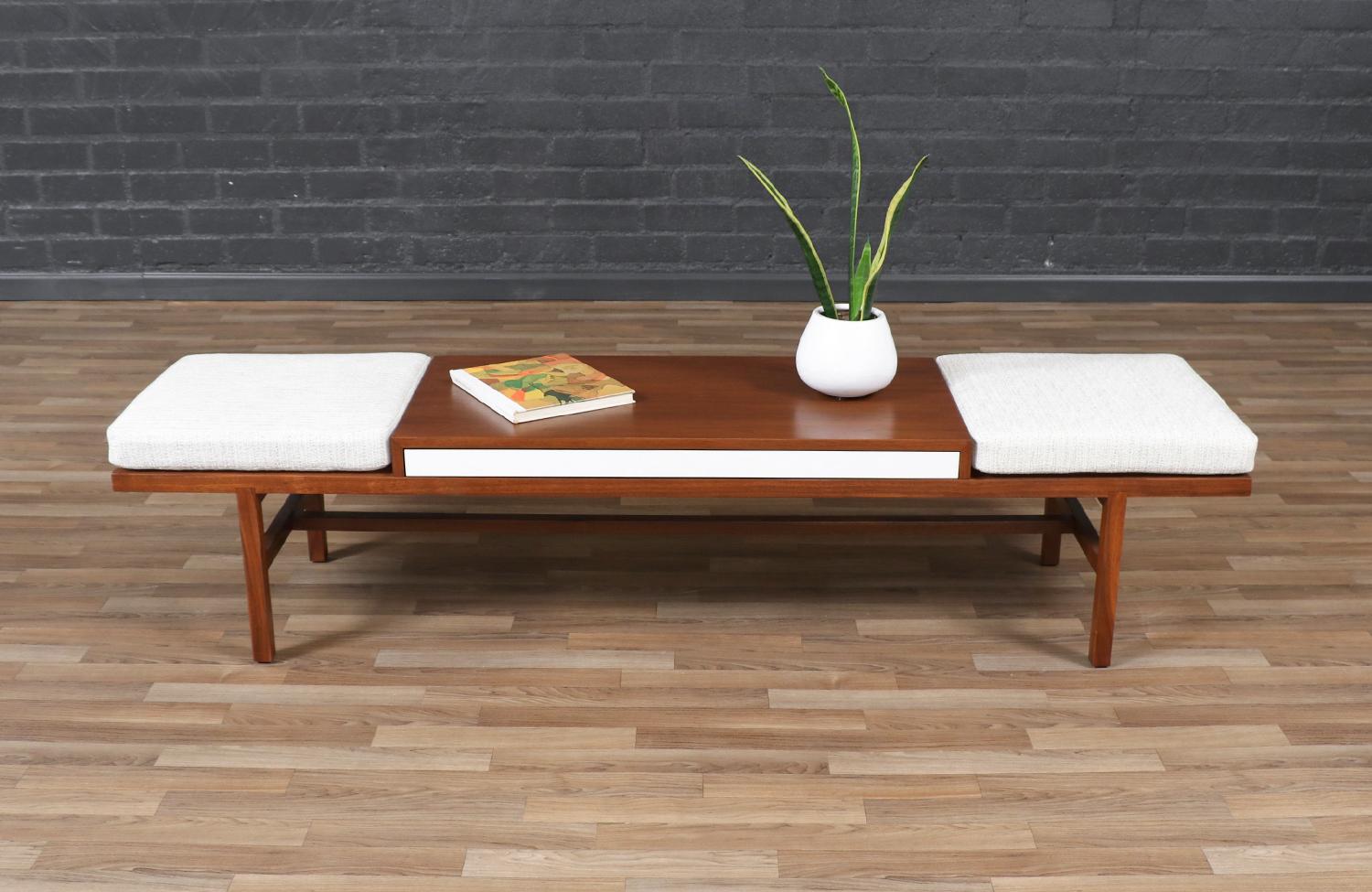 California Modern Slatted Bench / Coffee Table by John Keal In Excellent Condition For Sale In Los Angeles, CA