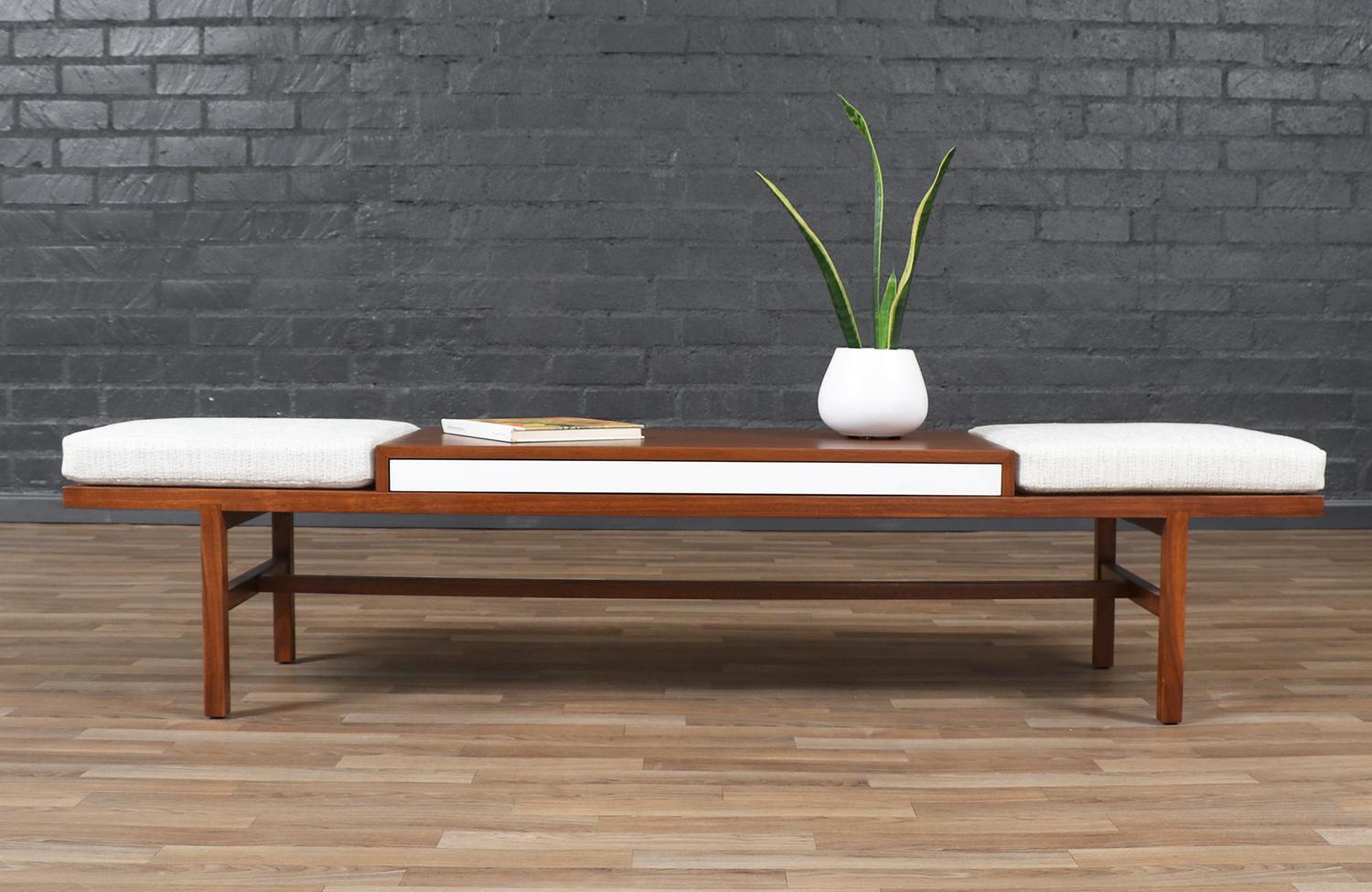 Mid-20th Century California Modern Slatted Bench / Coffee Table by John Keal For Sale