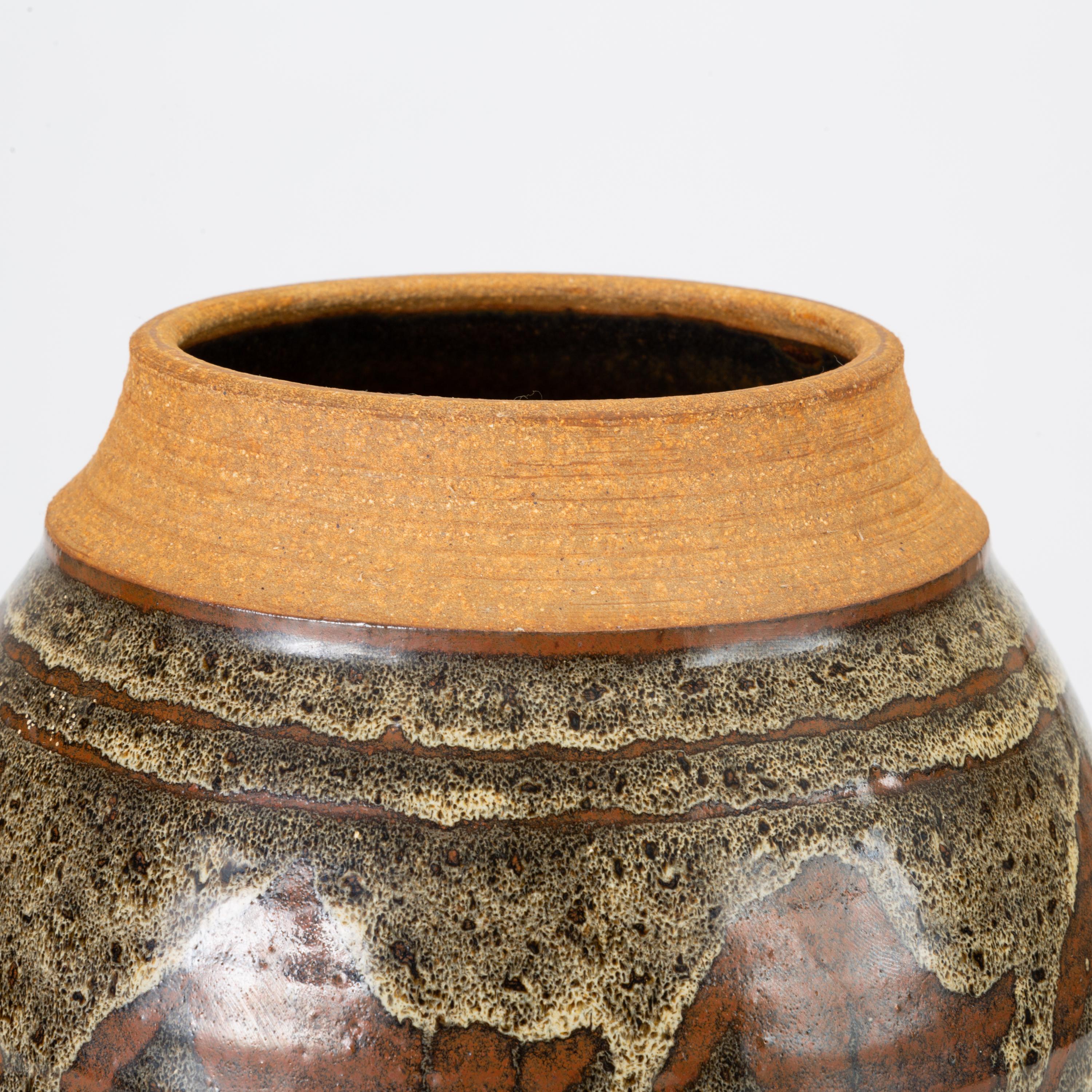 California Modern Studio Pottery Jar with Abstract Pattern by Don Jennings 2