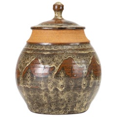 California Modern Studio Pottery Jar with Abstract Pattern by Don Jennings