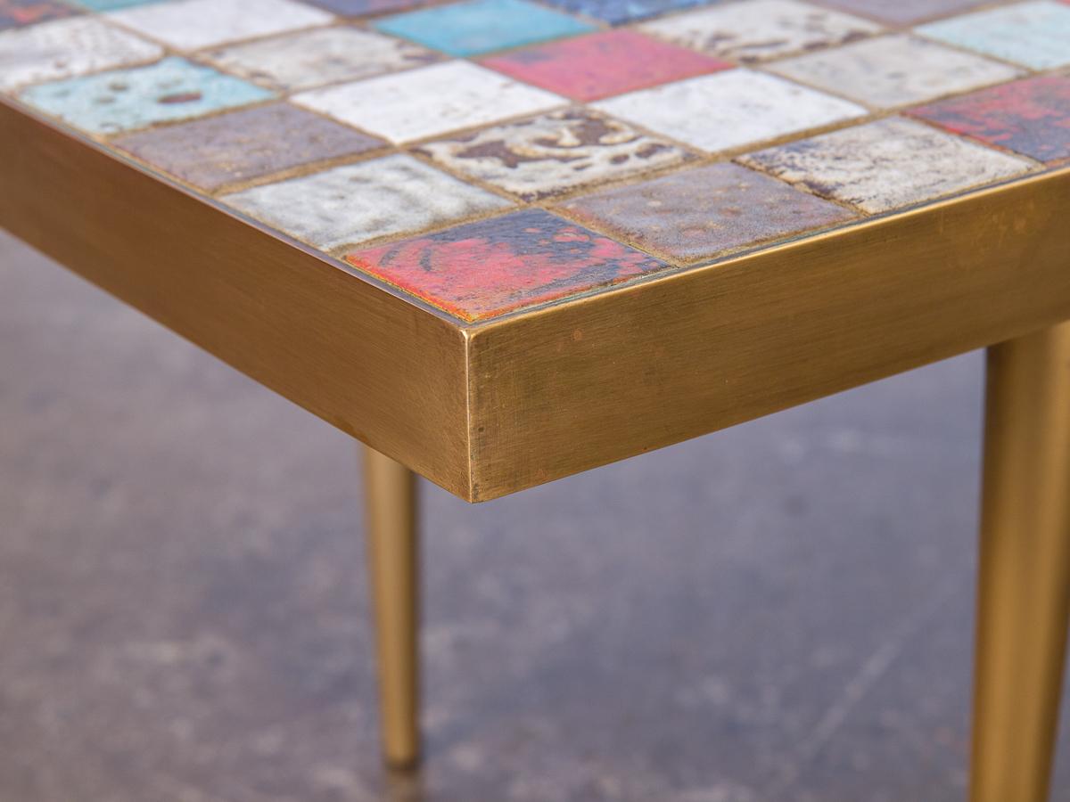 California Modern Tile-Top Brass Coffee Table 2