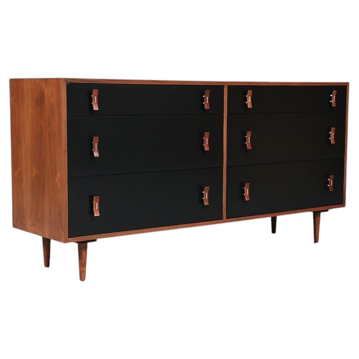 California Modern Two-Tone Black Lacquered Dresser by Stanley Young For Sale