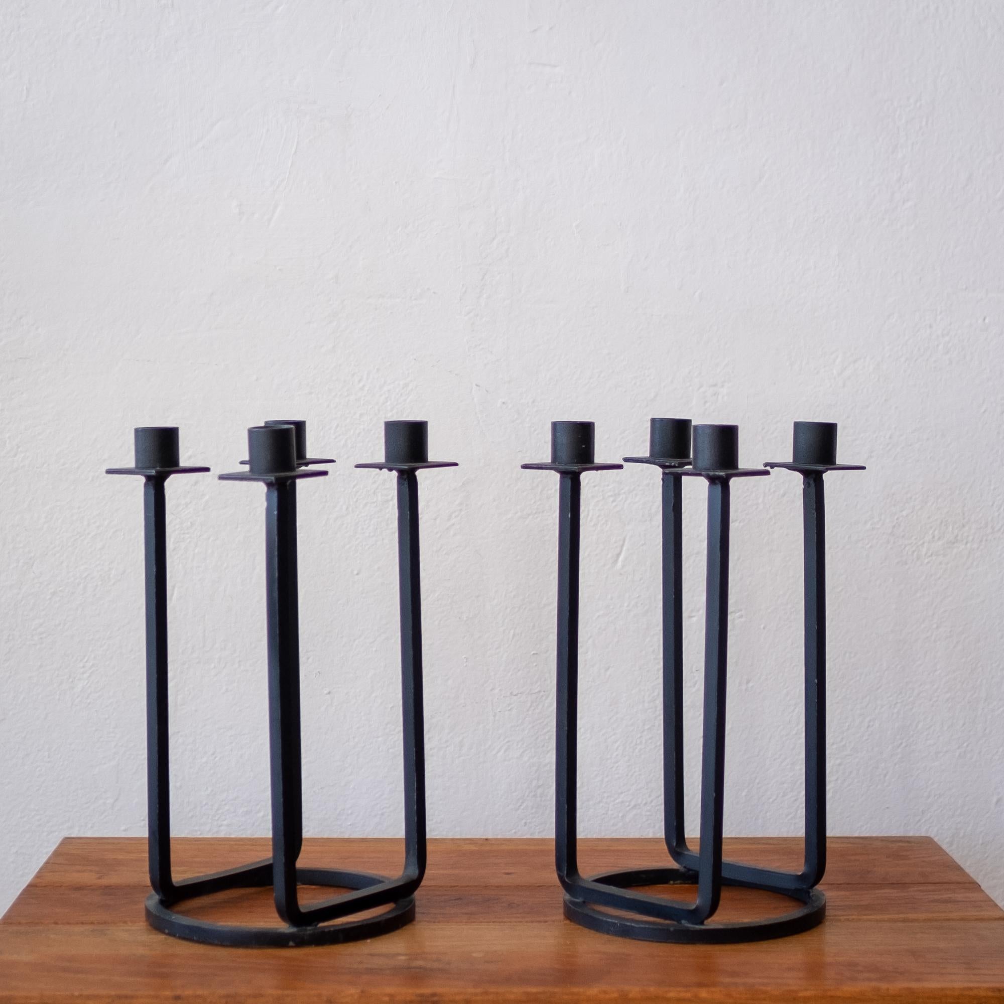 Mid-Century Modern California Modern Van Keppel Green Iron Candleholders For Sale