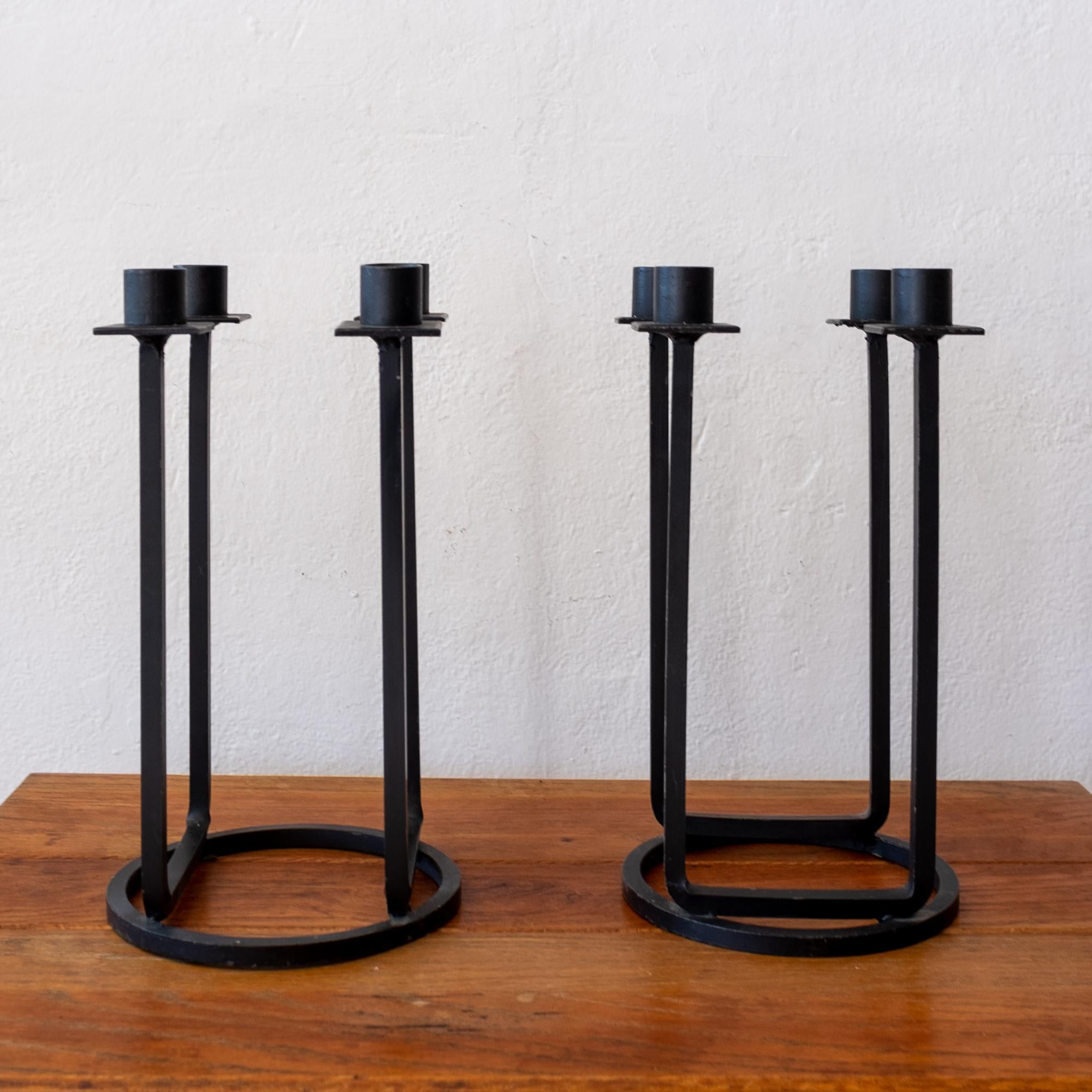 American California Modern Van Keppel Green Iron Candleholders For Sale