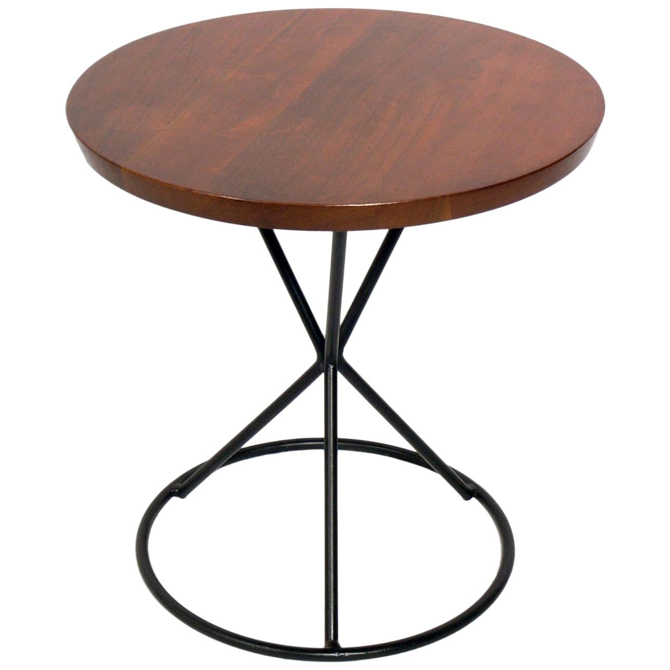 California Modern Walnut and Iron End Table