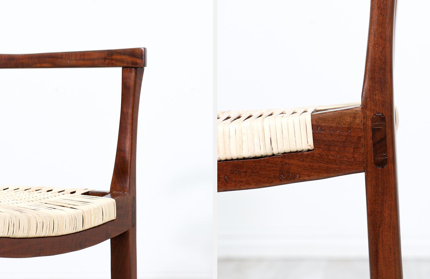 California Modern Walnut & Cane Arm Chair by Gene L. Hackleman For Sale 4