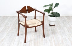 California Modern Walnut & Cane Arm Chair by Gene L. Hackleman