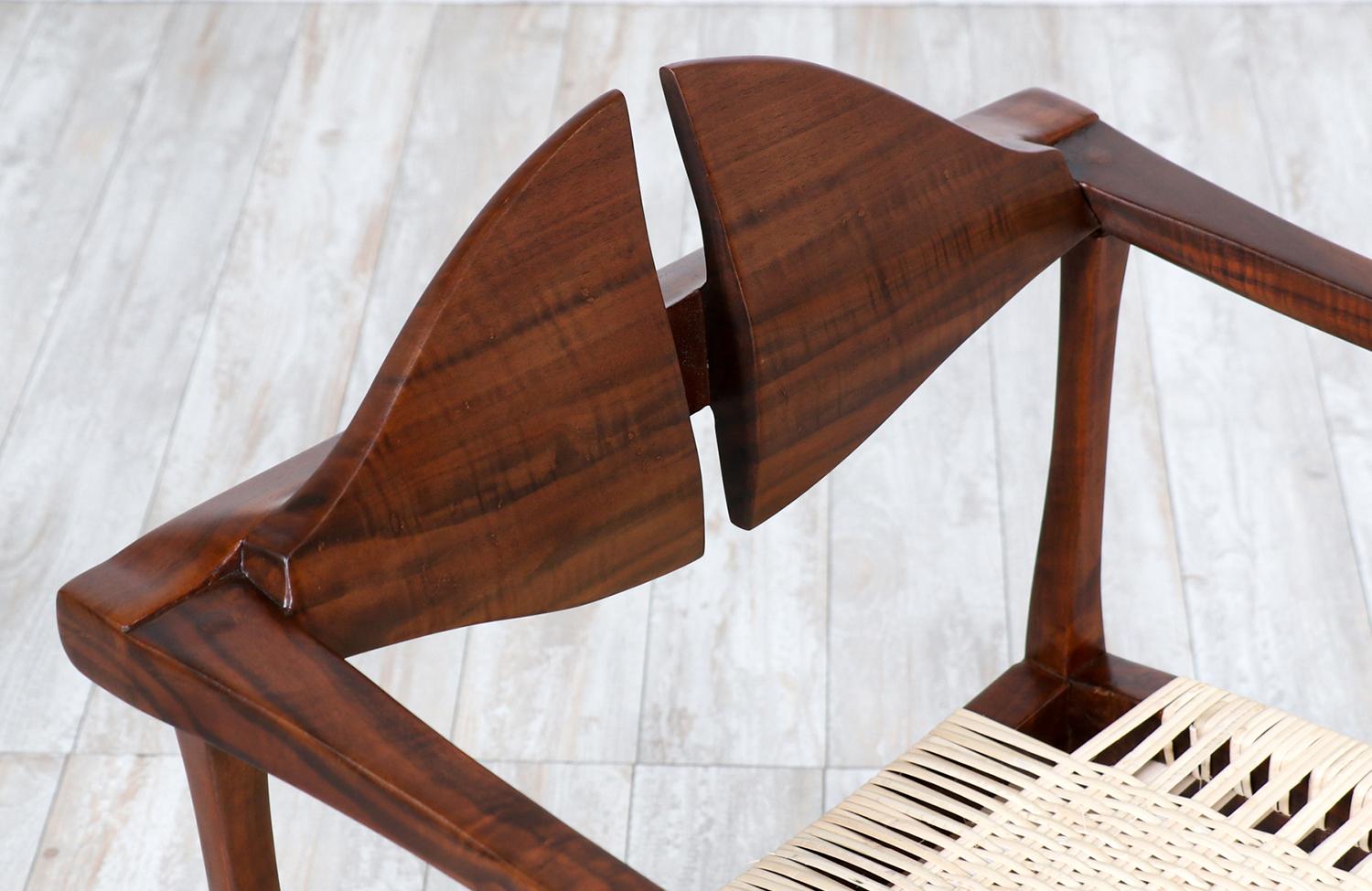 California Modern Walnut & Cane Arm Chair by Gene L. Hackleman For Sale 1