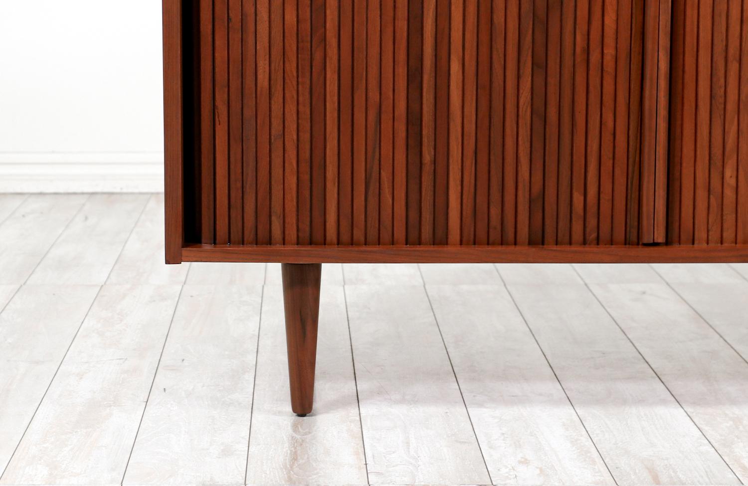 California Modern Walnut Tambour-Door Credenza by Milo Baughman 2