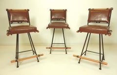 California Modernism Wood Iron Bar Counter Stools Cleo Baldon