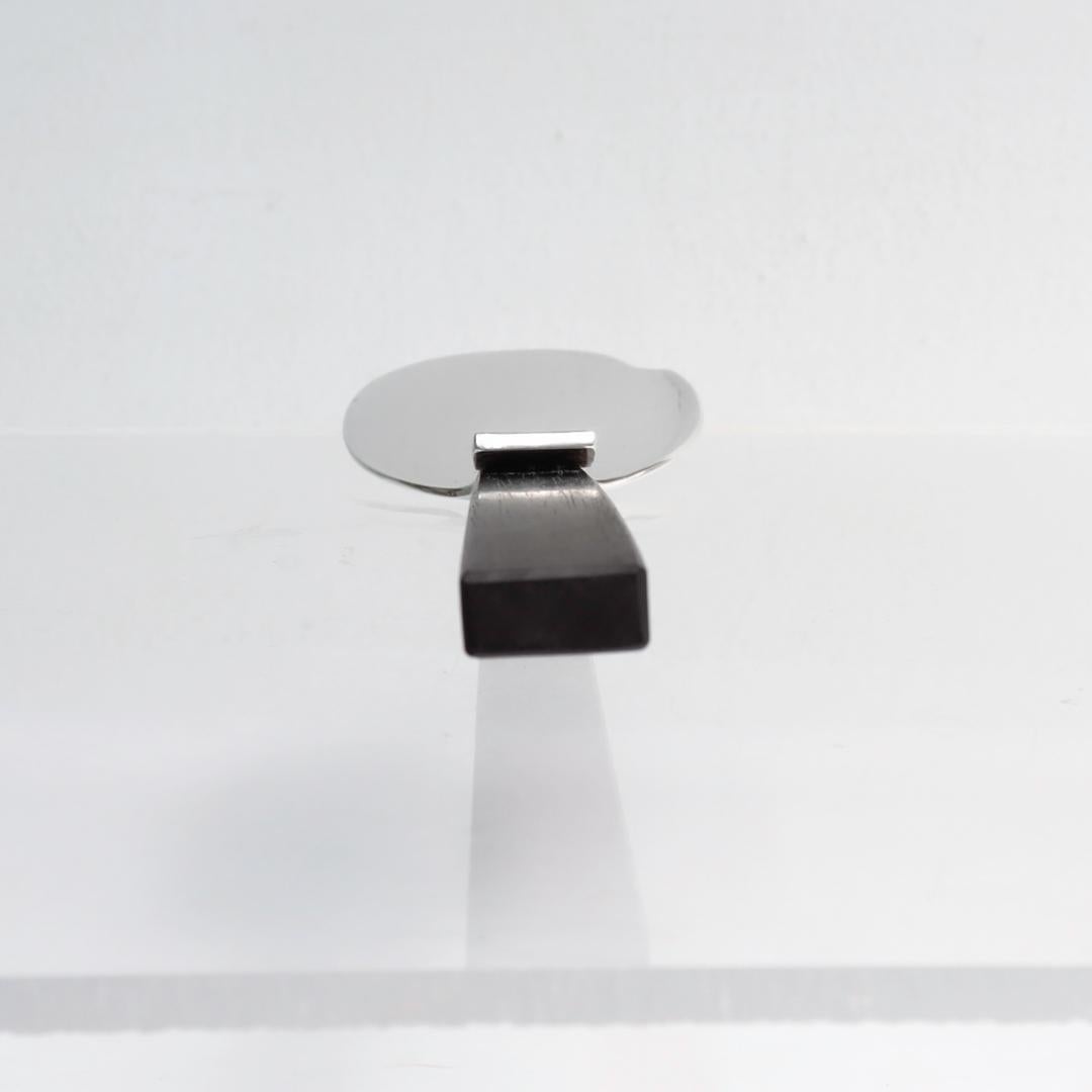 California Modernist Allan Adler Town & Country Sterling Silver & Wood Server In Good Condition For Sale In Philadelphia, PA