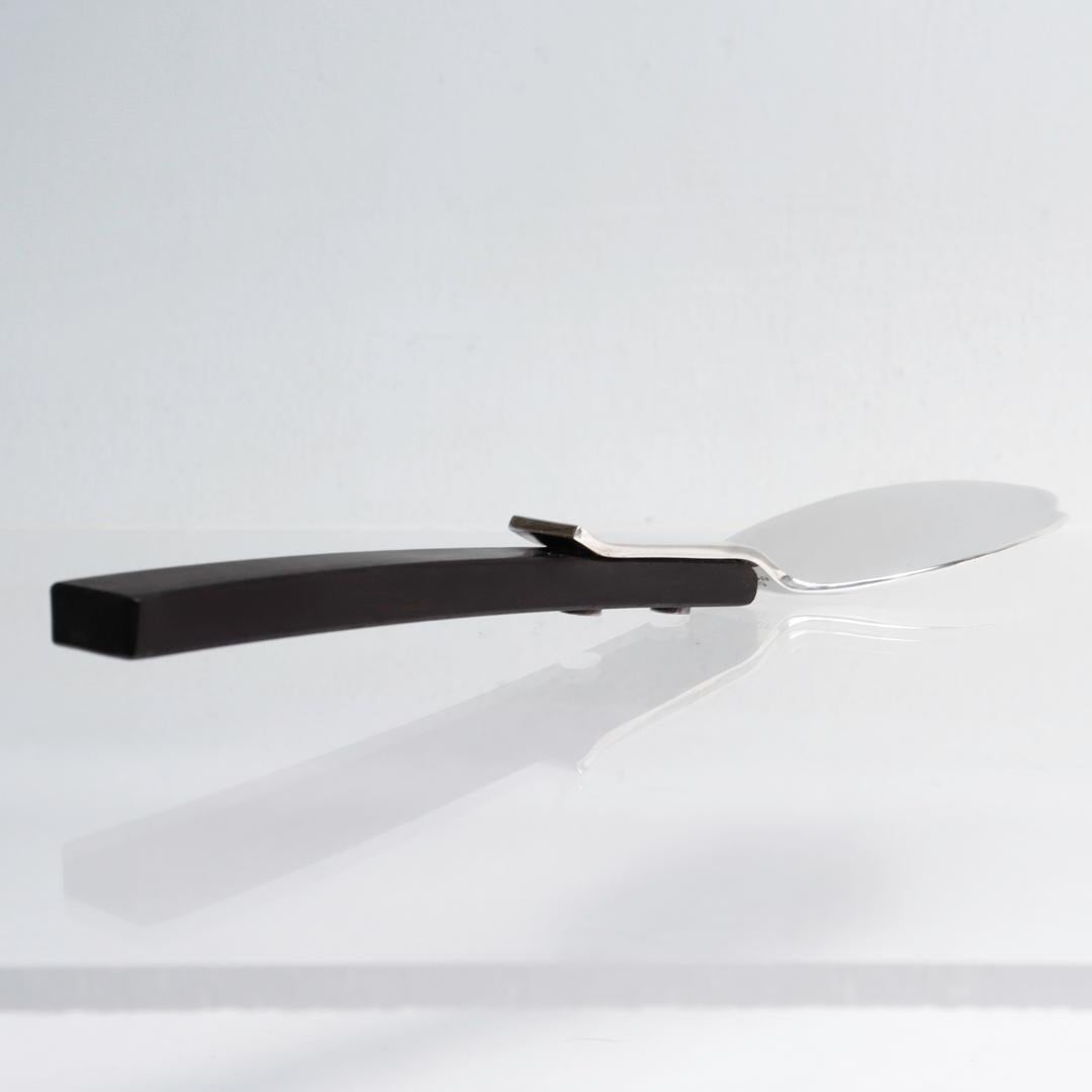 Women's or Men's California Modernist Allan Adler Town & Country Sterling Silver & Wood Server For Sale