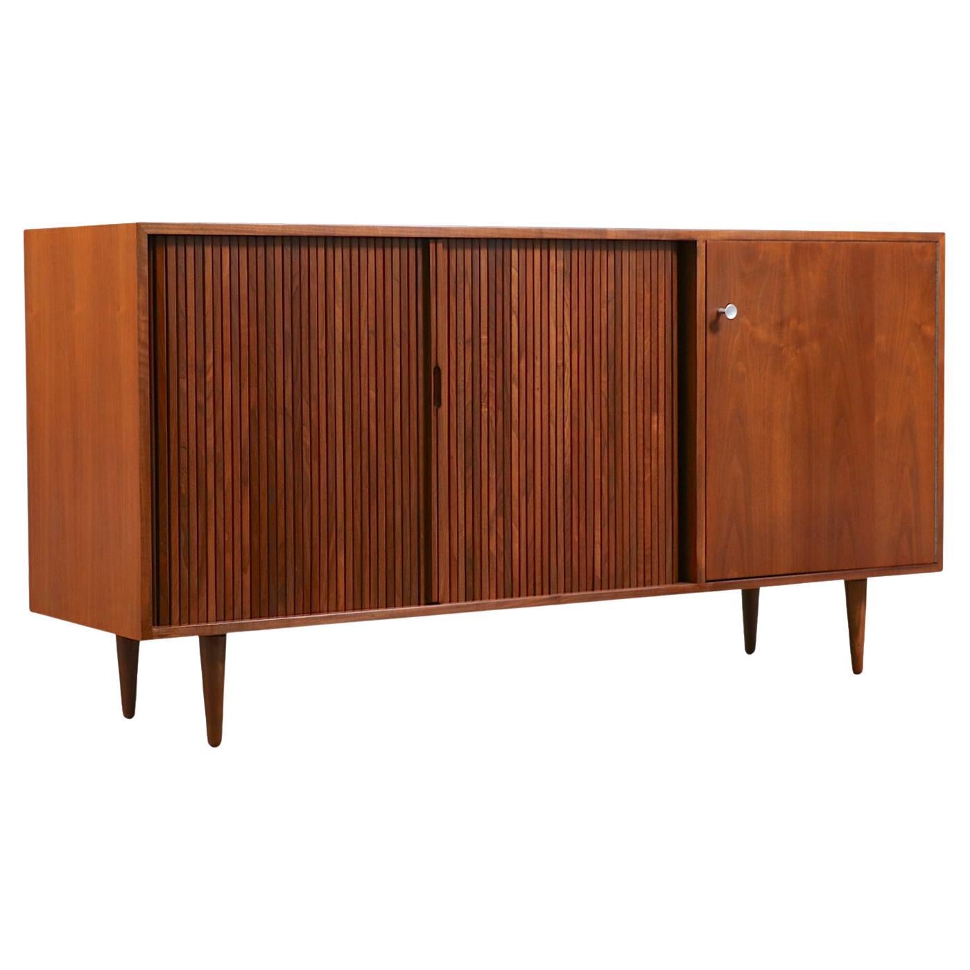 California Modernist Tambour-Door Credenza by Milo Baughman