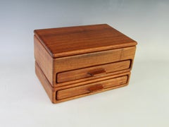 California modernist walnut jewelry box with drawers