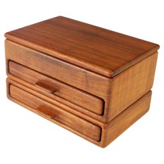 California modernist walnut jewelry box with drawers