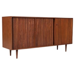 California Modernist Walnut Tambour-Door Credenza by Milo Baughman