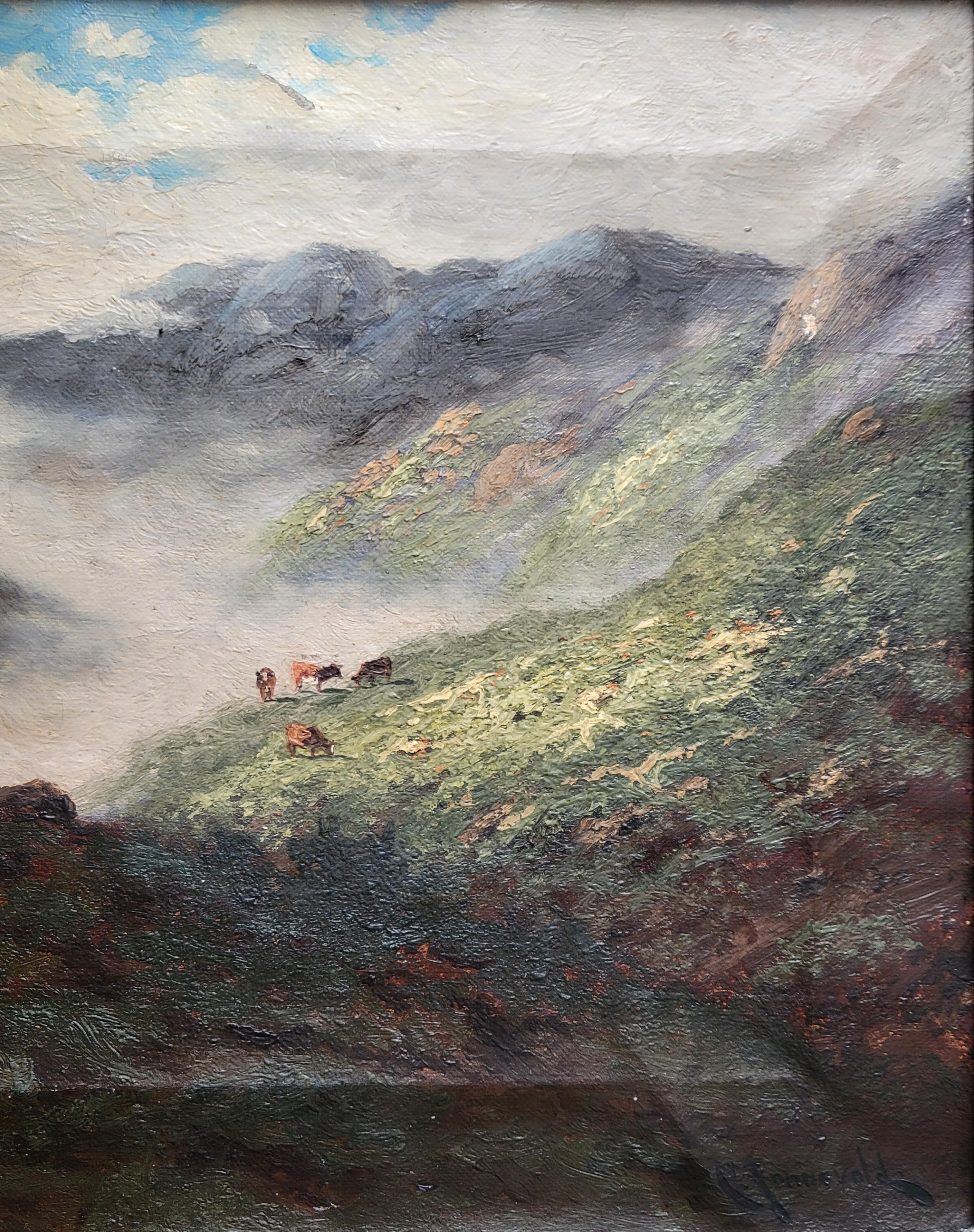 California Mountain Landscape With Cows by Carl Henrik Jonnevold (1856-1955) In Good Condition For Sale In Centennial, CO