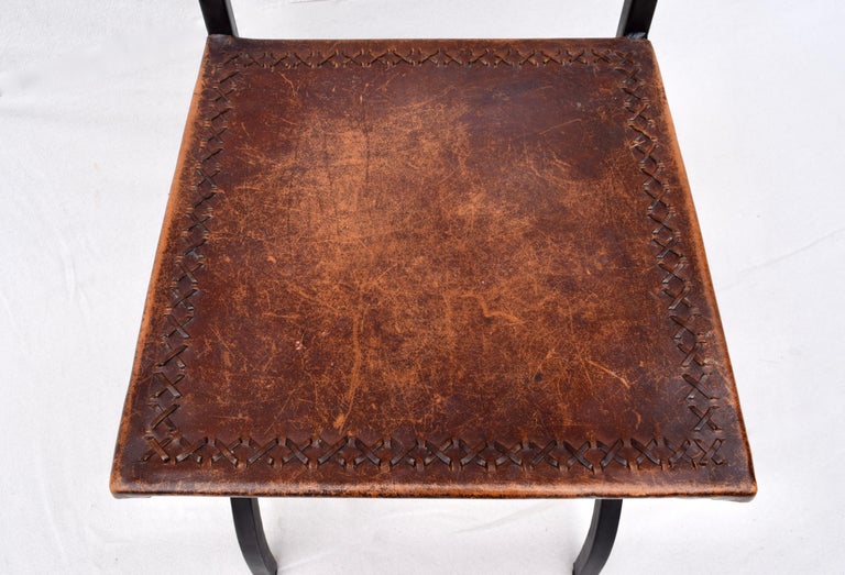 California NapaStyle Iron and Leather Curule Form Dining Chairs at 1stDibs