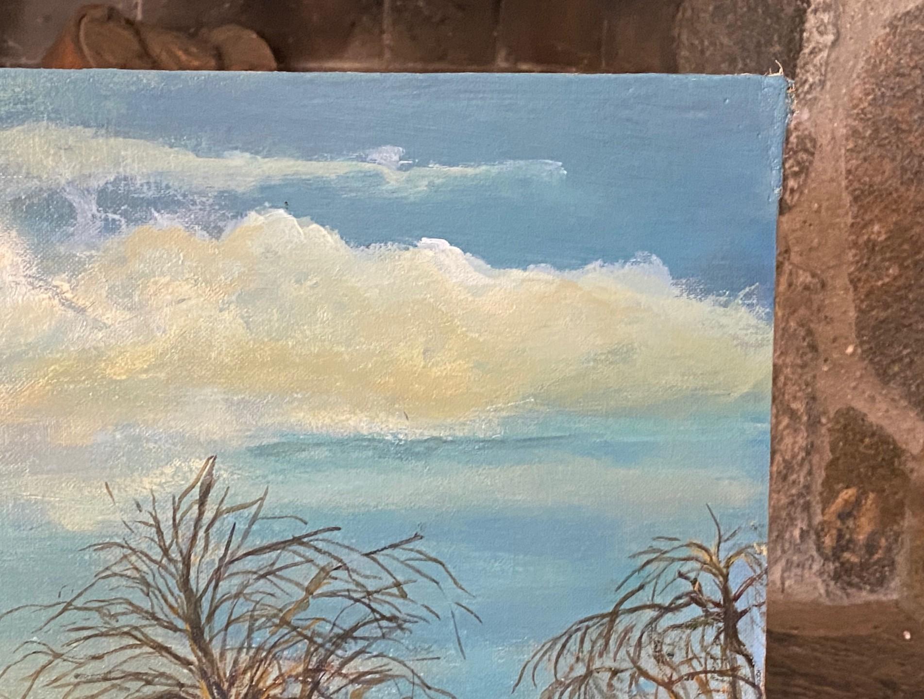 Pittura ad olio firmata California o Arizona Paesaggio montano desertico con nuvole in vendita 4