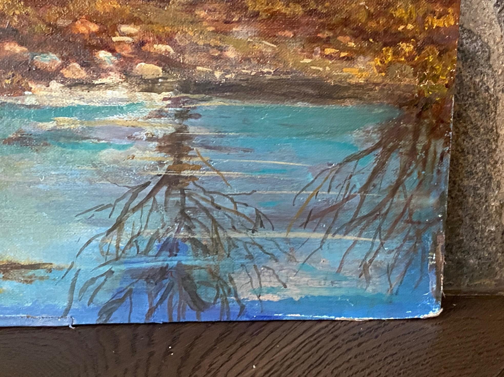 Pittura ad olio firmata California o Arizona Paesaggio montano desertico con nuvole in vendita 5