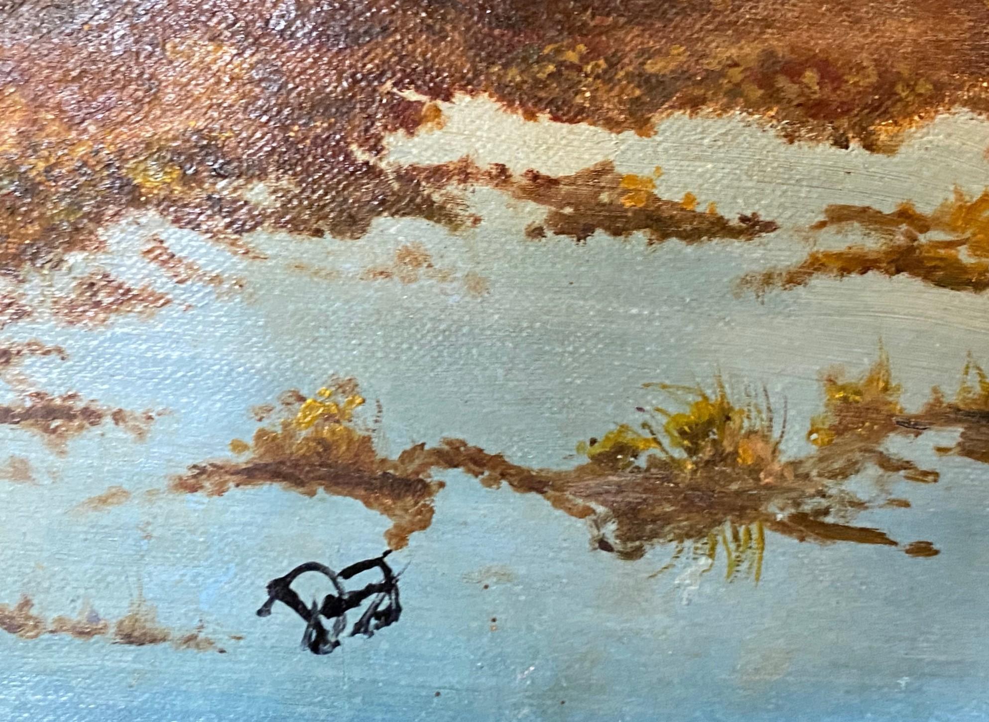Pittura ad olio firmata California o Arizona Paesaggio montano desertico con nuvole in vendita 8