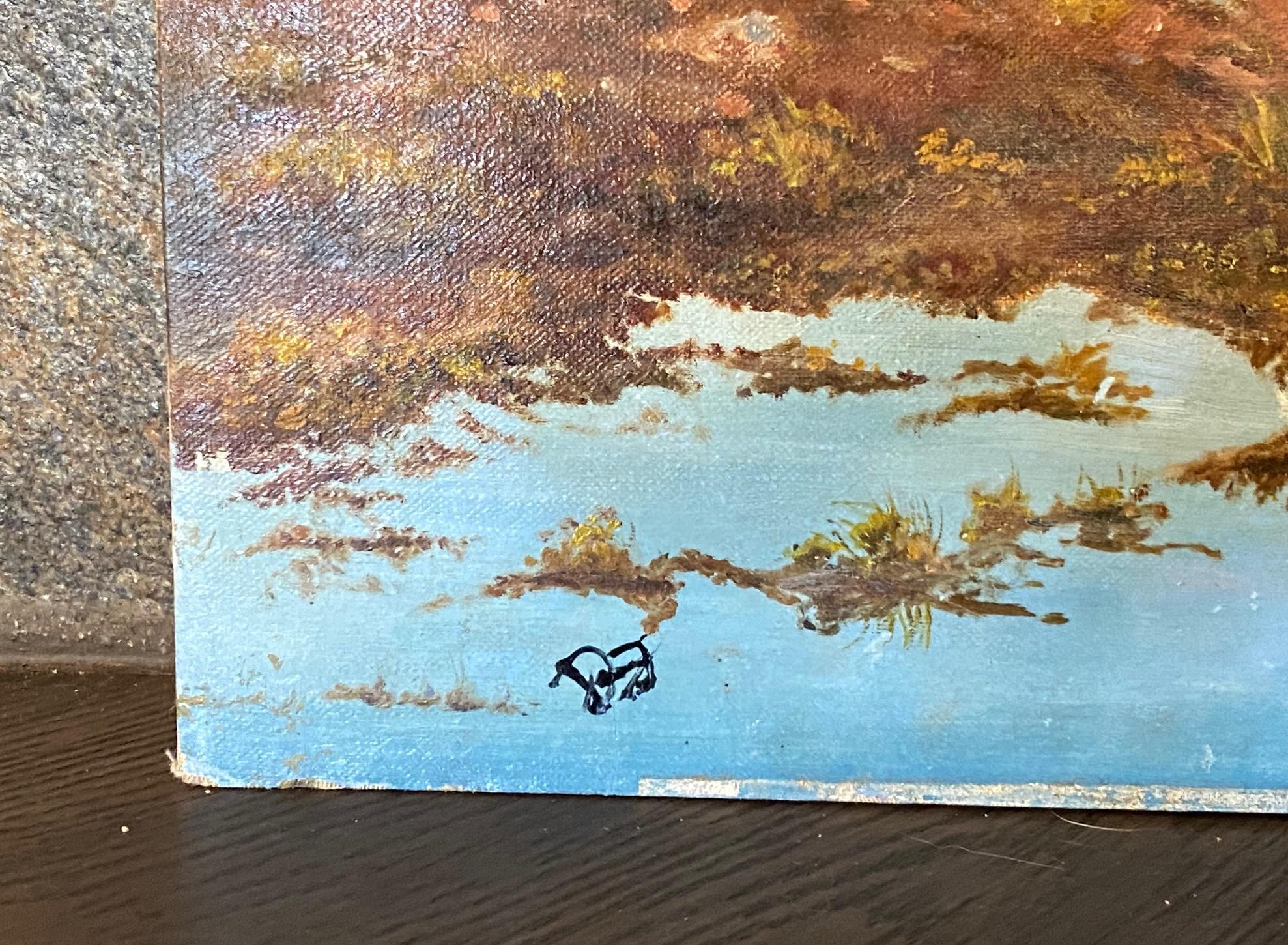 Pittura ad olio firmata California o Arizona Paesaggio montano desertico con nuvole in vendita 2