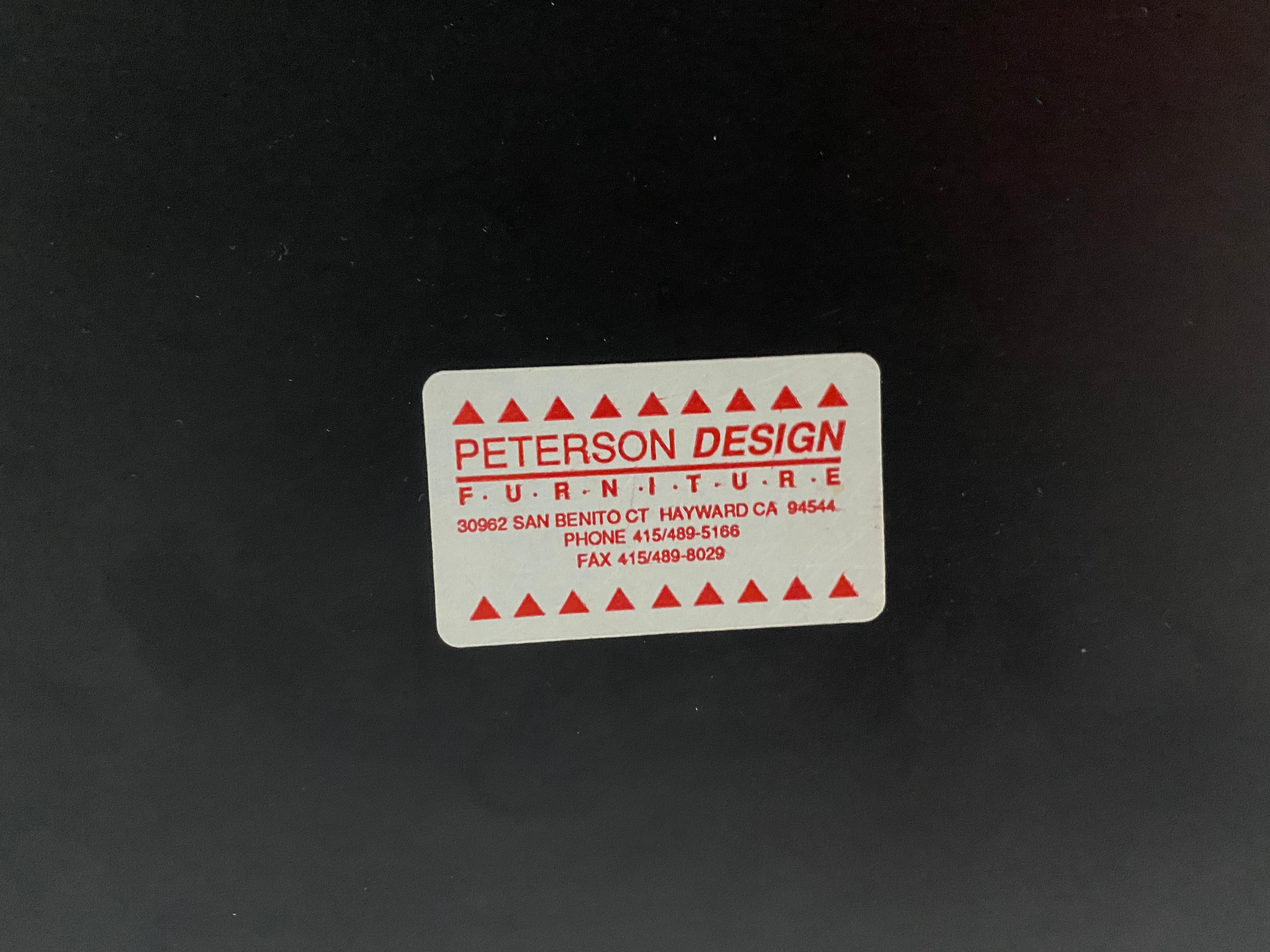 California Postmodern Round Dining Table with Color Lines by Peterson Design 3