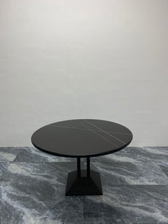 California Postmodern Round Dining Table with Color Lines by Peterson Design