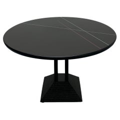 California Postmodern Round Dining Table with Color Lines by Peterson Design