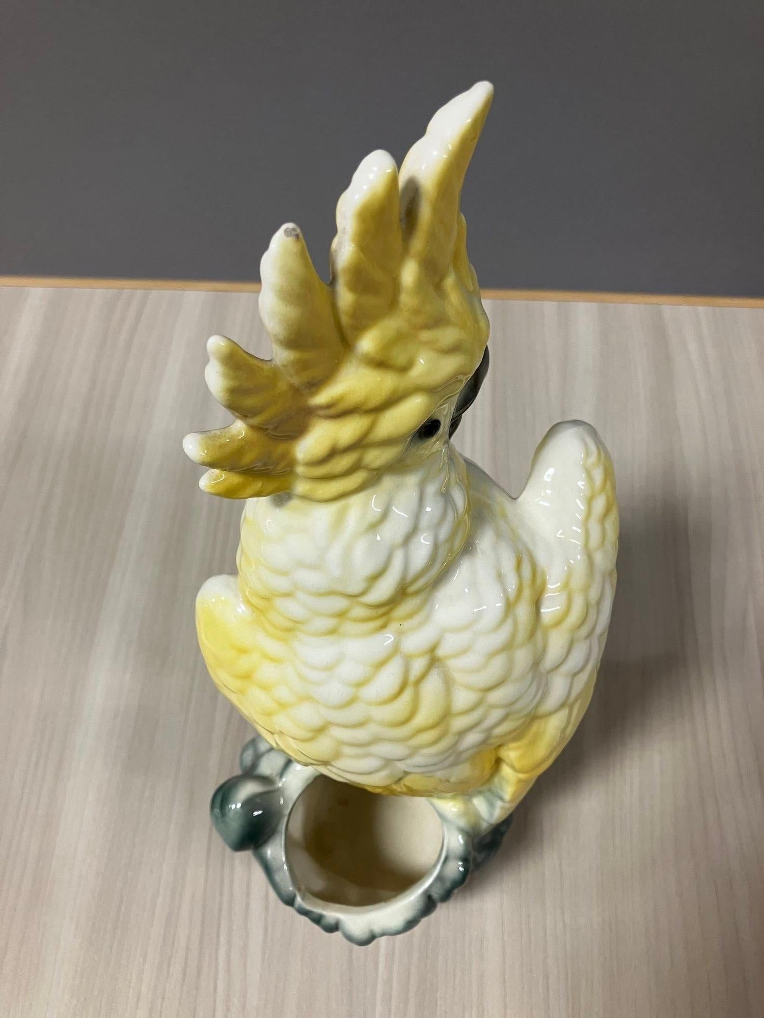 California Pottery Ceramic Tropical Cockatoo Bud Vase Statue For Sale 6