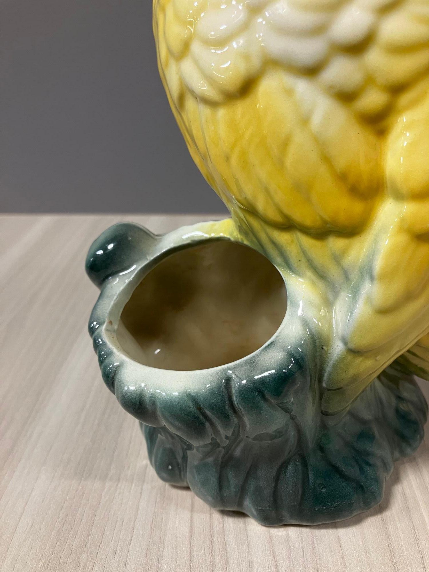 California Pottery Ceramic Tropical Cockatoo Bud Vase Statue For Sale 4