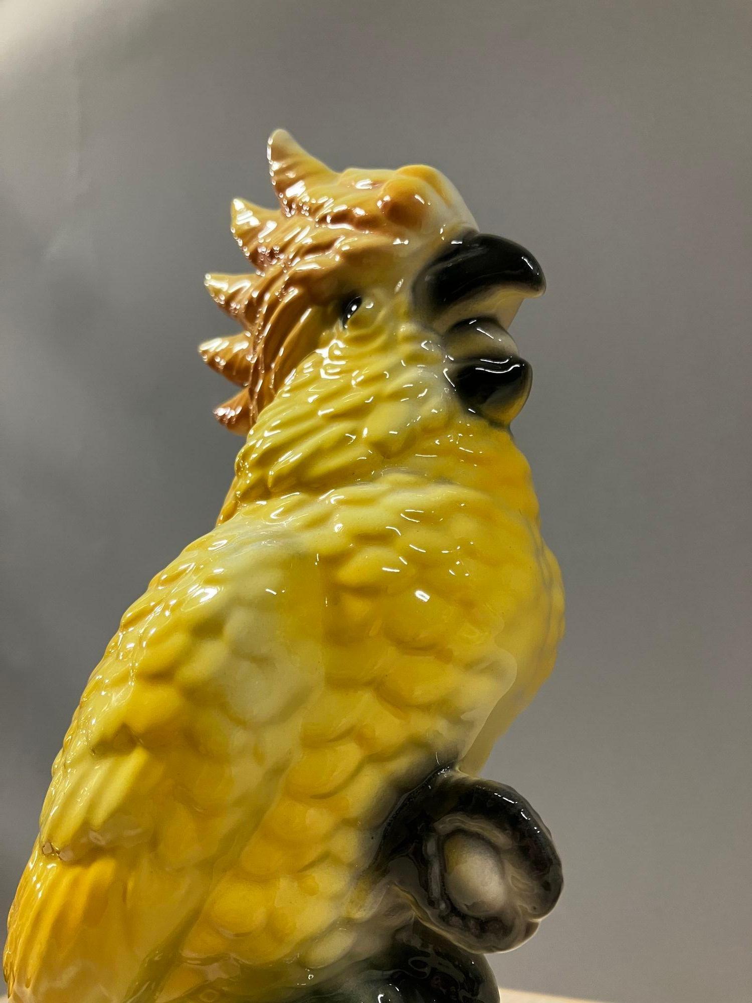 California Pottery Ceramic Tropical Cockatoo on Branch Statue For Sale 2